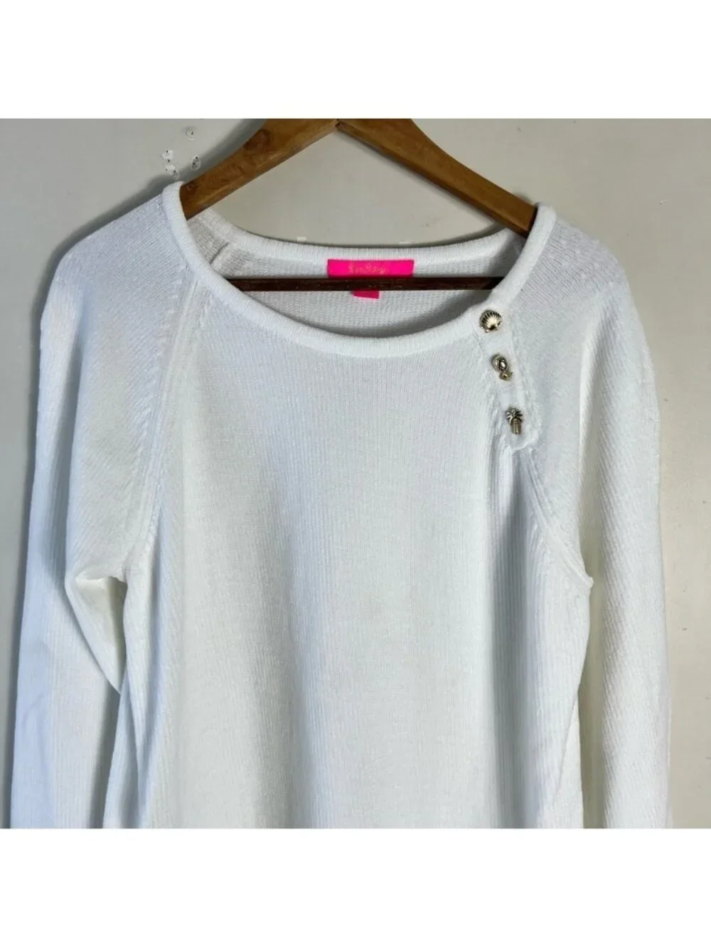 Lilly Pulitzer Pippin Sweater Coconut White Size XL Soft Cozy Crew Neck chenille